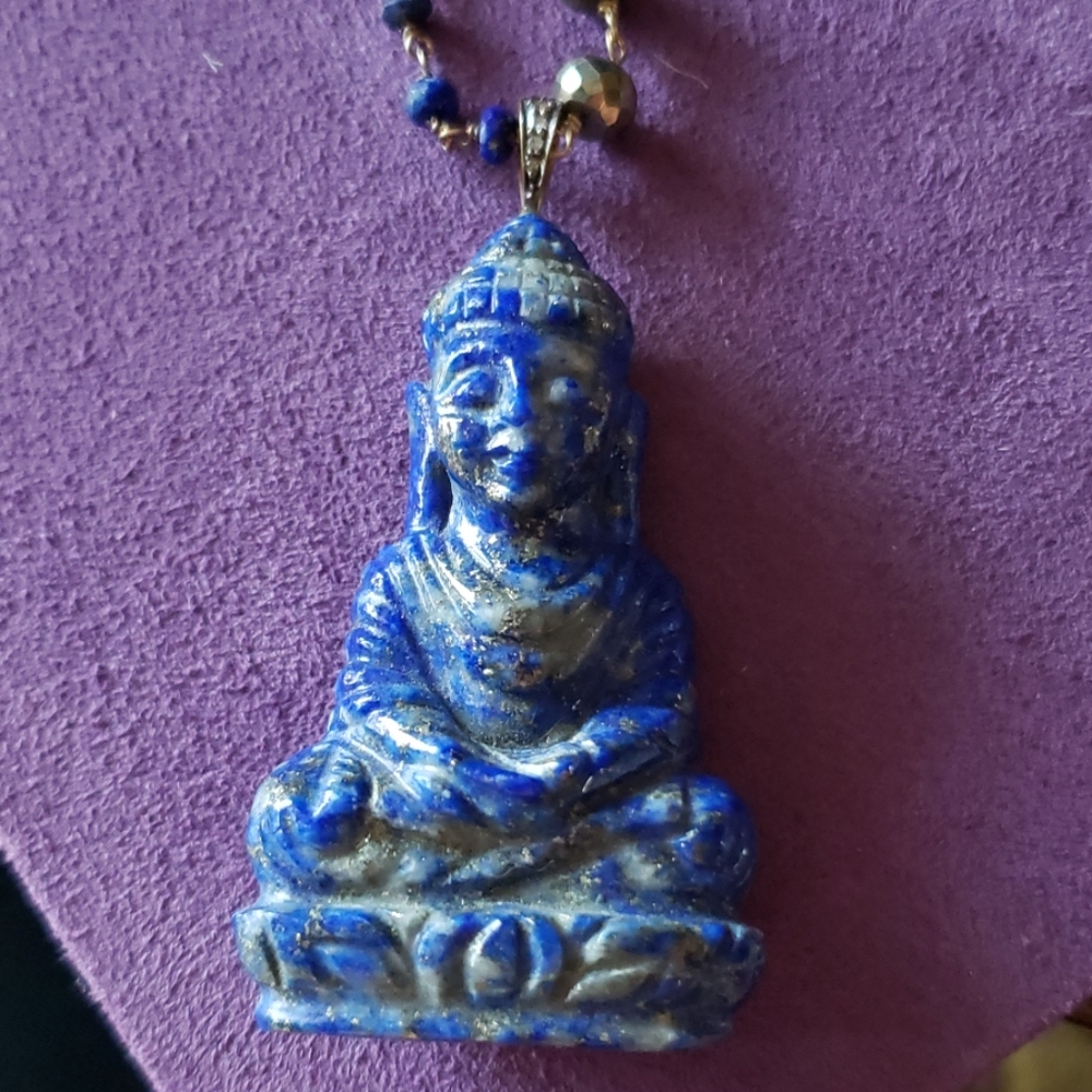Rarities Carol Brodie Lapis Buddha Necklace